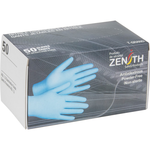Gants jetables en paquets pour distributeur, Moyen, Nitrile, 4,5 mils, Sans poudre, Bleu Superchem Industries