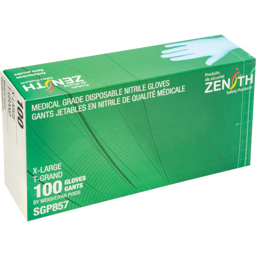 Puncture-Resistant Medical-Grade Disposable Gloves, X-Large, Nitrile, 3.5-mil, Powder-Free, Blue, Class 2 Superchem Industries