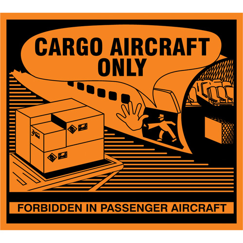"Cargo Aircraft Only" Handling Labels, 4-3/4" L x 4-1/4" W, Orange Superchem Industries