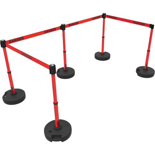 Plus Barrier Post Set, Plastic, 42" H, Red Tape, 15' Tape Length Superchem Industries