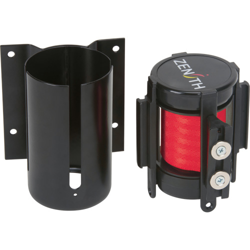 Barri&egrave;re &agrave; fixation murale avec ruban magn&eacute;tique, Acier, Fixation par vis, 7', Ruban Rouge Superchem Industries