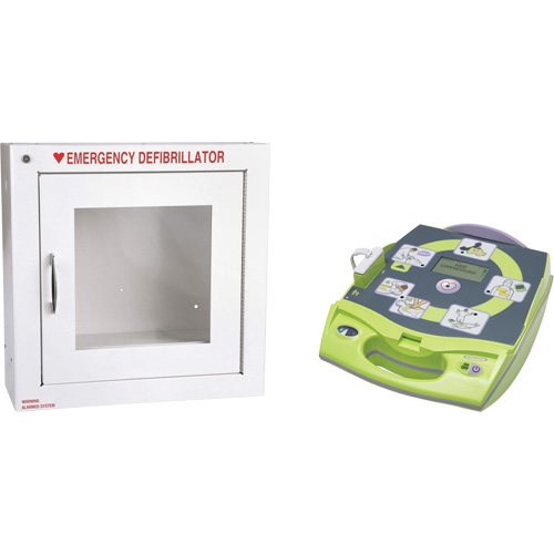 D&eacute;fibrillateur enti&egrave;rement automatis&eacute; AED Plus en anglais avec armoire murale munie d'une alarme, Automatique, Anglais, Classe 4 Superchem Industries