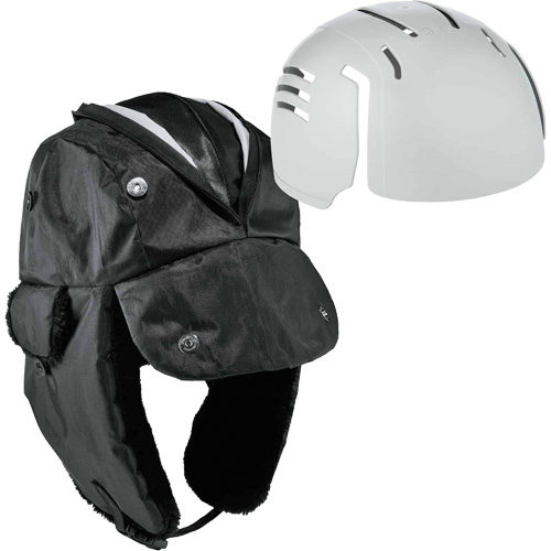 N-Ferno&reg; Zippered Trapper Hat with Bump Cap Insert, Polyurethane/Satin Lining, Medium/Small, Black Superchem Industries