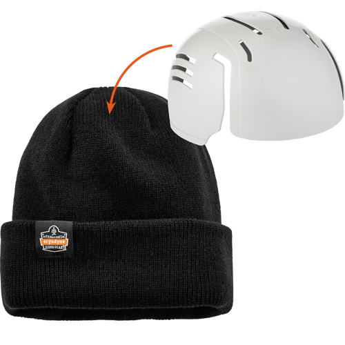 N-Ferno&reg; Zippered Rib Knit Beanie Hat with Bump Cap Insert, One Size, Black Superchem Industries