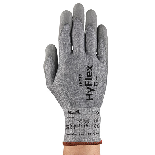 HyFlex&reg; 11-727 Series Cut Resistant Gloves, Size 8, 15 Gauge, Polyurethane Coated, Intercept Shell, ASTM ANSI Level A2/EN 388 Level B Superchem Industries