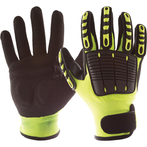 Back Tracker Impact Gloves with Back of Hand Protection, Small, Nitrile Palm, Hook & Loop Cuff Superchem Industries