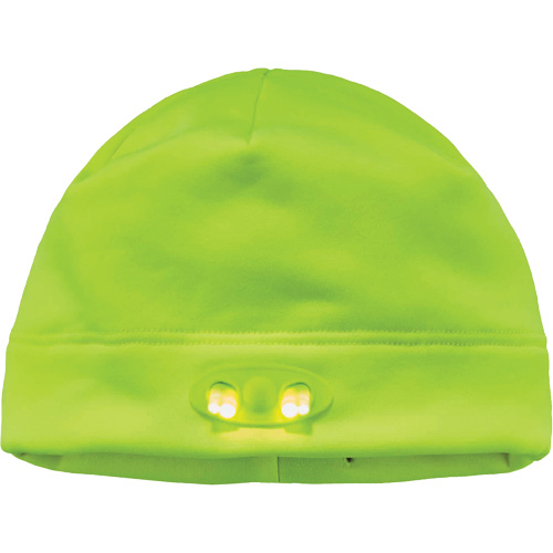 N-Ferno&reg; Skull Cap Beanie Hat with LED Lights, One Size, High-Visibility Lime Green Superchem Industries