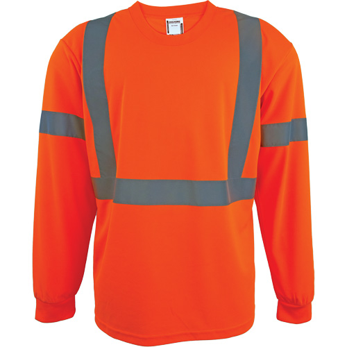 Long Sleeve Safety Shirt, Polyester, 2X-Large, High Visibility Orange Superchem Industries