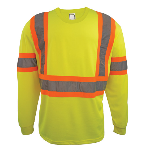 Long Sleeve Safety Shirt, Polyester, 2X-Large, High Visibility Lime-Yellow Superchem Industries