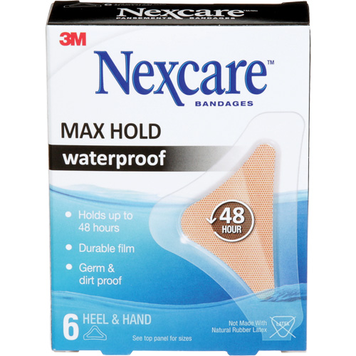 Nexcare Max-Hold Waterproof Bandages, Hand/Heel, 3-1/2", Plastic, Sterile Superchem Industries