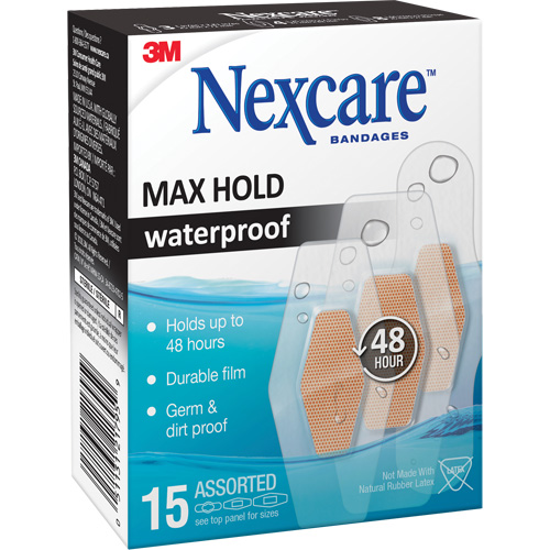 Nexcare Max-Hold Waterproof Bandages, Assorted, Plastic, Sterile Superchem Industries