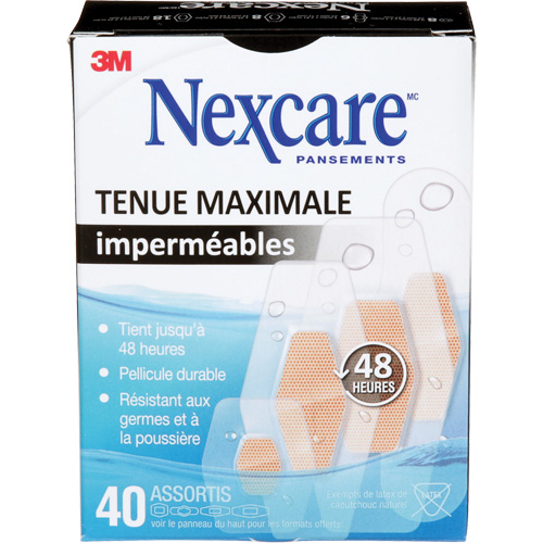 Pansements imperm&eacute;ables &agrave; tenue maximale Nexcare, Assorti, Plastique, St&eacute;rile Superchem Industries