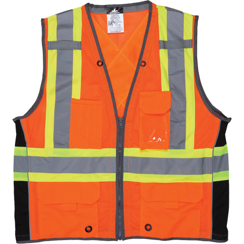 Veste de s&eacute;curit&eacute; pour arpenteur, Orange haute visibilit&eacute;, Grand, Polyester Superchem Industries