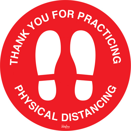 "Physical Distancing" Floor Sign, Adhesive, English with Pictogram Superchem Industries