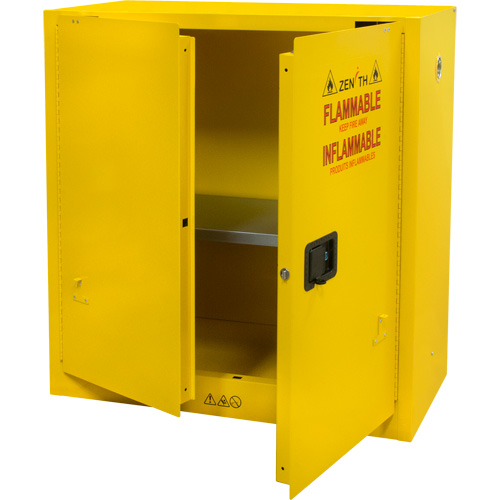 Flammable Storage Cabinet, 30 gal., 2 Door, 43" W x 44" H x 18" D Superchem Industries