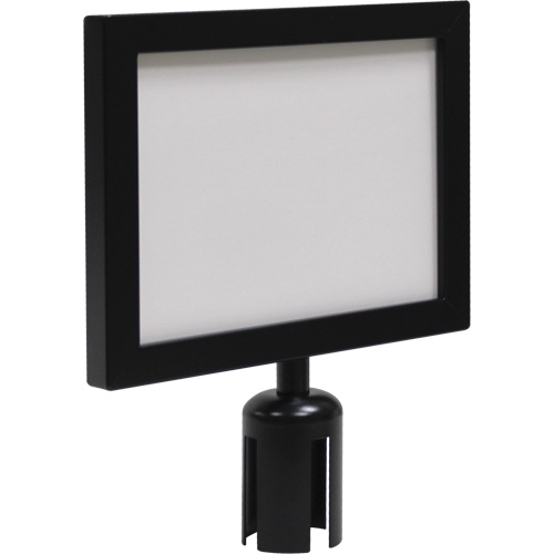 Cadre d'enseigne pour poteau de barri&egrave;re pour le contr&ocirc;le des foules, Noir Superchem Industries