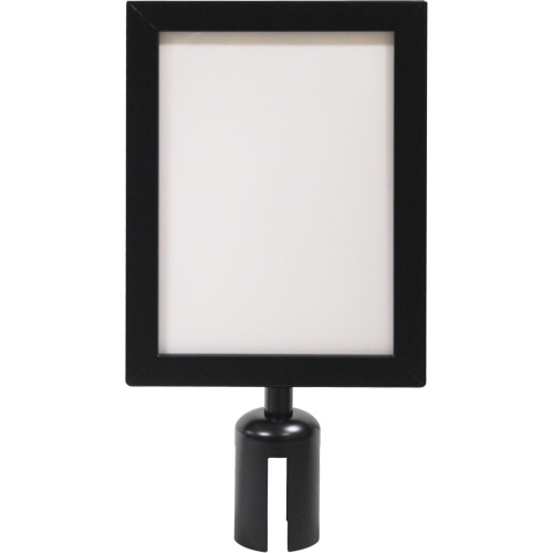 Cadre d'enseigne pour poteau de barri&egrave;re pour le contr&ocirc;le des foules, Noir Superchem Industries