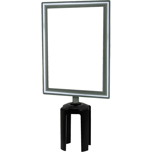 Heavy-Duty Vertical Sign Holder with Tensabarrier&reg; Post Adapter, Polished Chrome Superchem Industries