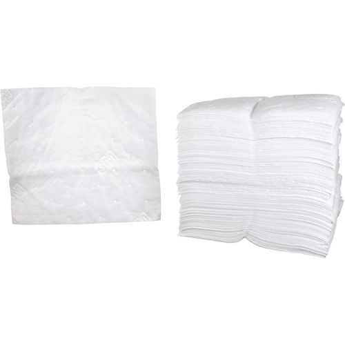 Feuilles absorbantes p&eacute;trochimiques, Huile seulement, 19" x 17", 38,7 gal. d'absorption Superchem Industries