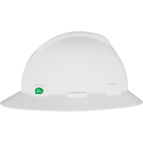 Casque de s&eacute;curit&eacute; &agrave; bord complet V-Gard GREEN avec fentes, R&eacute;pond aux normes CSA type 1, Suspension Rochet Superchem Industries