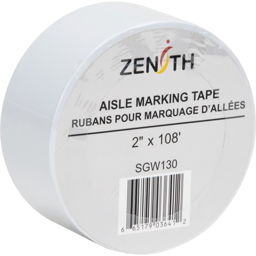 Aisle Marking Tape, 2" x 108', PVC, White Superchem Industries