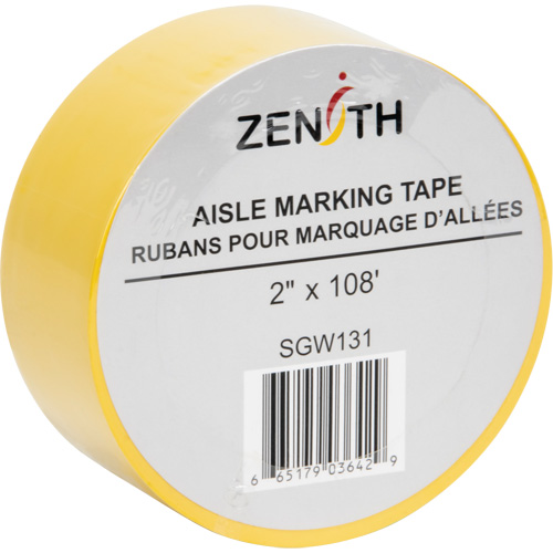 Aisle Marking Tape, 2" x 108', PVC, Yellow Superchem Industries