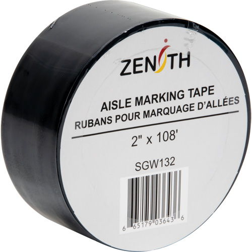Aisle Marking Tape, 2" x 108', PVC, Black Superchem Industries