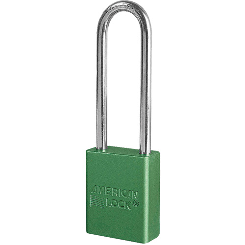 American Lock&reg; Safety Padlock, Green, Keyed Different, Aluminum, 1-1/2" Width Superchem Industries