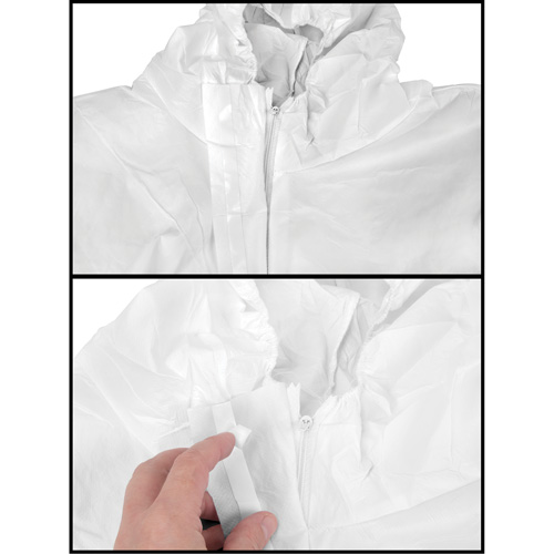 Premium Hooded Coveralls, Small, White, Microporous Superchem Industries