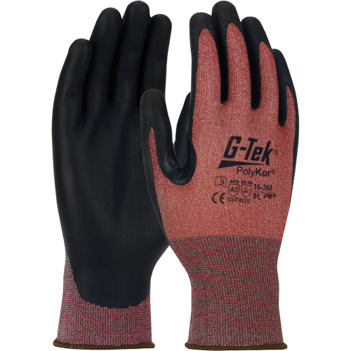 Gants r&eacute;sistants aux coupures G-Tek PolyKor X7 Neuroma, Taille Petit, Calibre 18, Rev&ecirc;tement Polyur&eacute;thane, Enveloppe en Poly&eacute;thyl&egrave;ne, ASTM ANSI niveau A3/EN 388 niveau C Superchem Industries