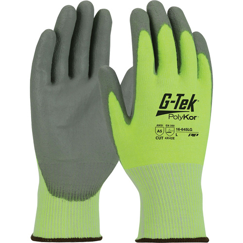 Gants r&eacute;sistants aux coupures G-Tek PolyKor, Taille Petit, Calibre 13, Rev&ecirc;tement Polyur&eacute;thane, Enveloppe en Poly&eacute;thyl&egrave;ne, ASTM ANSI niveau A5/EN 388 niveau E Superchem Industries