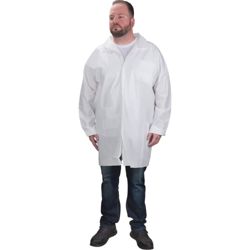 Protective Lab Coat, Microporous, White, Medium Superchem Industries