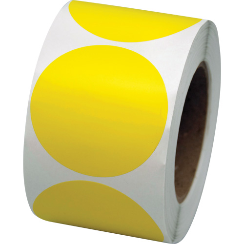 Coloured Marking Dots, Circle, 3" L x 3" W, Yellow, Vinyl Superchem Industries