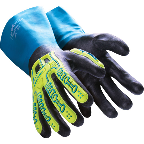 Gants r&eacute;sistants aux produits chimiques HexChem, Taille 6/T-petit, Nitrile Superchem Industries