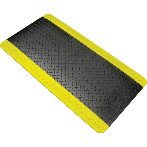 Anti-Fatigue Matting, Diamond, 1-2/3' x 3-1/4' x 3/4", Black/Yellow, Polyurethane Superchem Industries