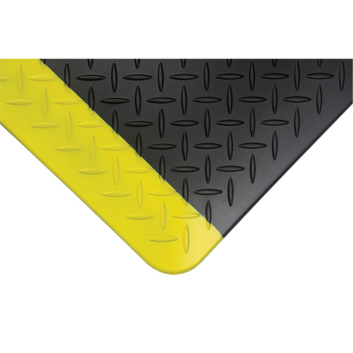 Anti-Fatigue Matting, Diamond, 1-2/3' x 3-1/4' x 3/4", Black/Yellow, Polyurethane Superchem Industries