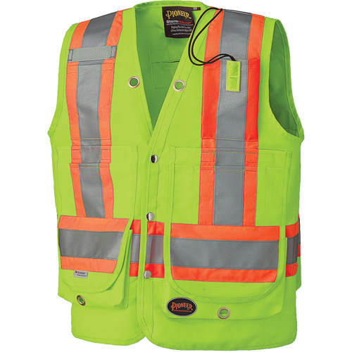 6696 Surveyor's Safety Vest, High Visibility Lime-Yellow, 4X-Large, Polyester Superchem Industries