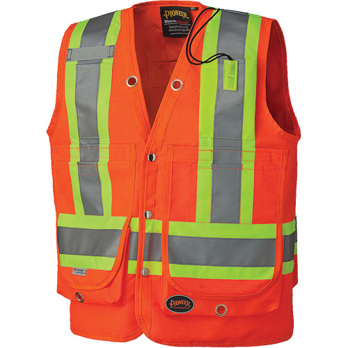 6697 Surveyor's Safety Vest, High Visibility Orange, Small, Polyester Superchem Industries
