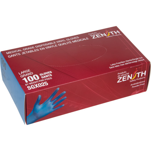 Medical-Grade Disposable Gloves, Small, Vinyl, 4.5-mil, Powder-Free, Blue, Class 2 Superchem Industries
