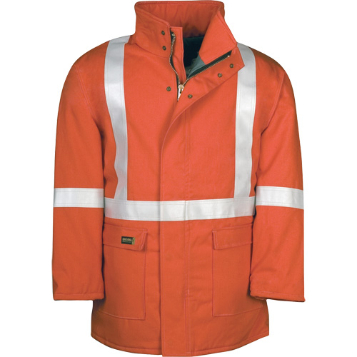 Parka dhiver &agrave; doublure matelass&eacute;e AllOut Westex UltraSoft avec bandes r&eacute;fl&eacute;chissantes, Moyen (grande taille), Orange haute visibilit&eacute;, 46 cal/cm² Superchem Industries