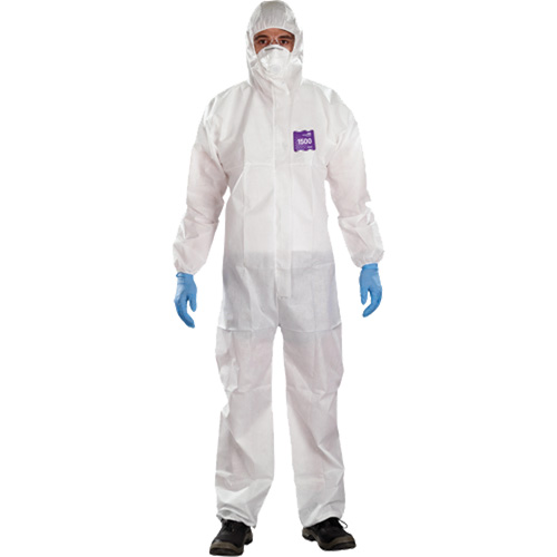 AlphaTec Microchem&reg; 3-Piece Chemical Resistant Coveralls with Hood, 2X-Large, White Superchem Industries