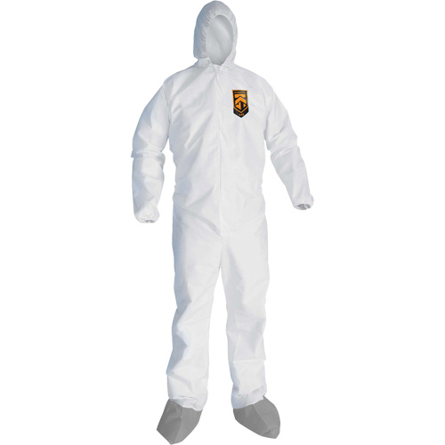 KleenGuardA45 Liquid & Particle Protection Coveralls with Anti-Slip Shoe, Large, Grey/White, Microporous Superchem Industries
