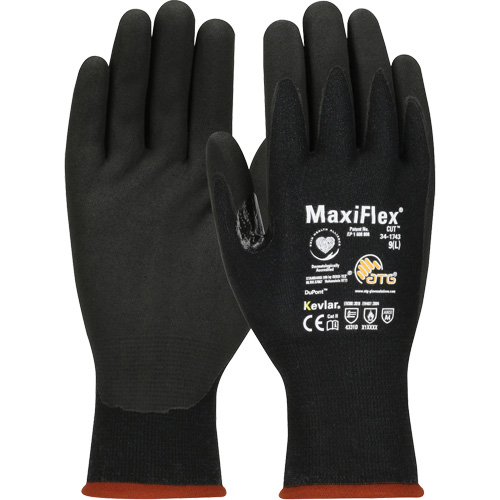 ATG MaxiFlex&reg; Cut Touchscreen Compatible Gloves, Size X-Small, 15 Gauge, Foam Nitrile Coated, Polyester/Kevlar&reg; Shell, ASTM ANSI Level A4/EN 388 Level 3/EN 388 Level D Superchem Industries