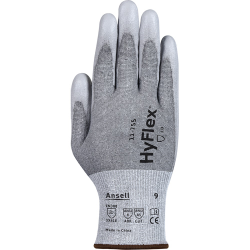 Gants r&eacute;sistants aux coupures 11-755  Hyflex, 6, Calibre 18, Rev&ecirc;tement Polyur&eacute;thane, ASTM ANSI niveau A5/EN 388 niveau E Superchem Industries