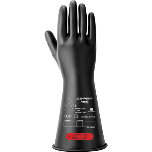 Electrical Insulating Gloves, ASTM Class 0, Size 10, 11" L Superchem Industries