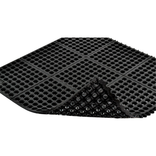 Cushion-Ease&reg; 550 Interlocking Anti-Fatigue Mat, Slotted, 3' x 3' x 3/4", Black, Rubber Superchem Industries