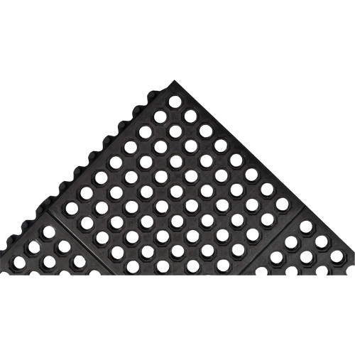 Cushion-Ease&reg; 550 Interlocking Anti-Fatigue Mat, Slotted, 3' x 3' x 3/4", Black, Rubber Superchem Industries