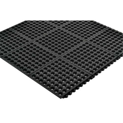 Cushion-Ease&reg; 550 Interlocking Anti-Fatigue Mat, Slotted, 3' x 3' x 3/4", Black, Rubber Superchem Industries