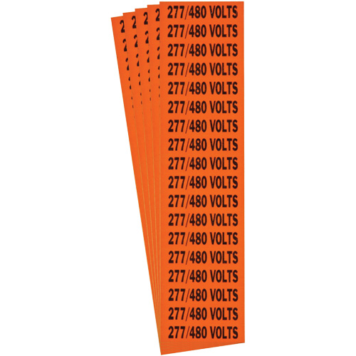 "277/480 Volts" Conduit & Voltage Labels, 1/2" x 2-1/4", Cloth/Vinyl, English Superchem Industries