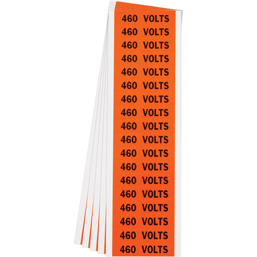 "460 Volts" Conduit & Voltage Labels, 1/2" x 2-1/4", Cloth/Vinyl, English Superchem Industries